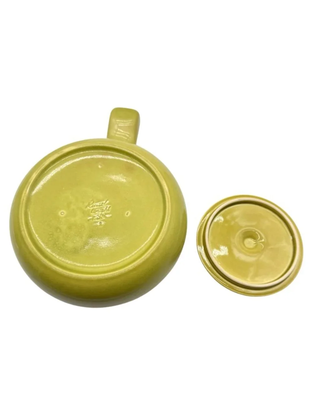 Vintage Russell Wright MCM Avocado Green Ceramic Covered Casserole Dish USA
